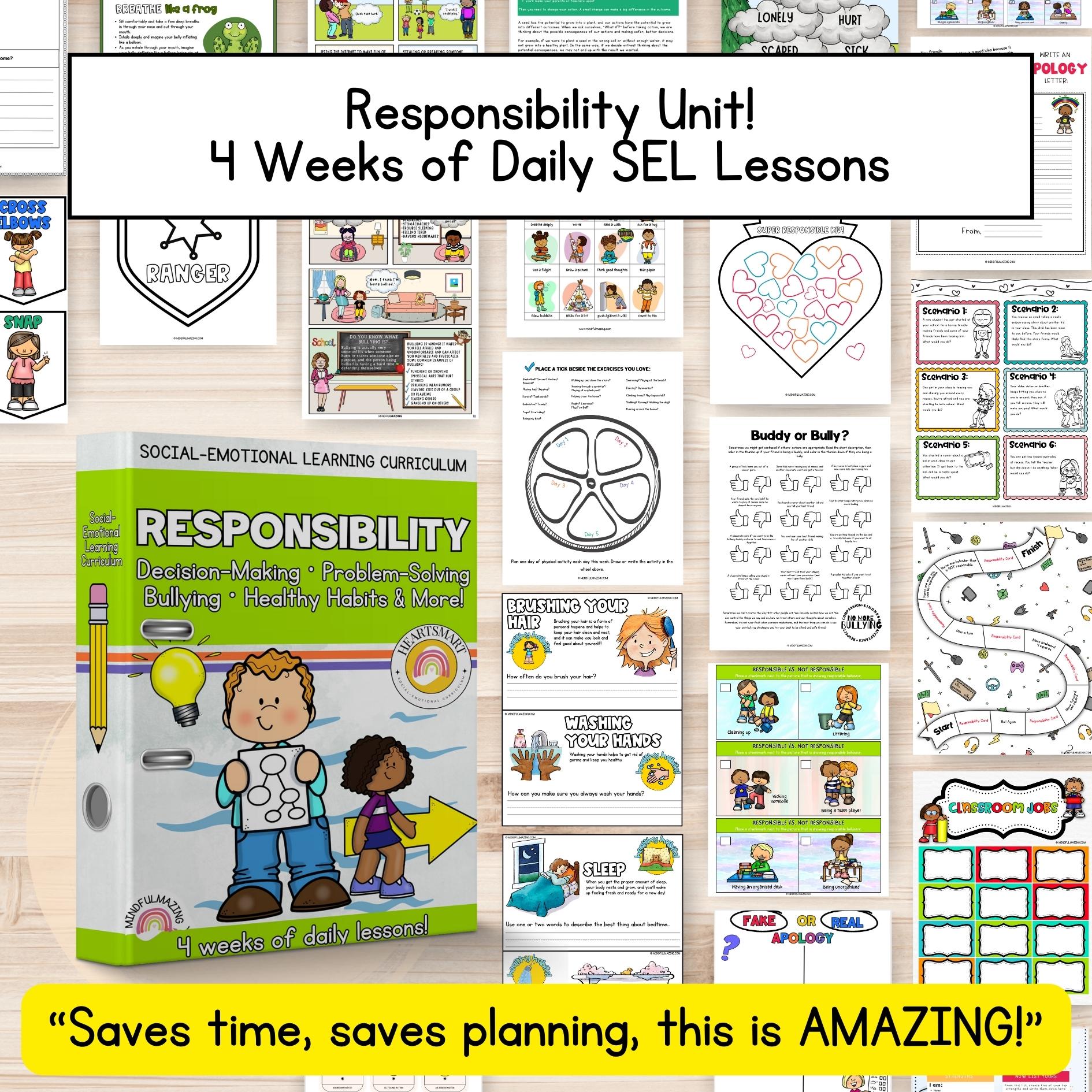 Responsibility Social-Emotional Learning Unit (ages 3 - 8)